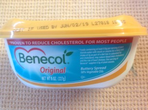a tub of Benecol buttery spread past its Best-if-Used-by date