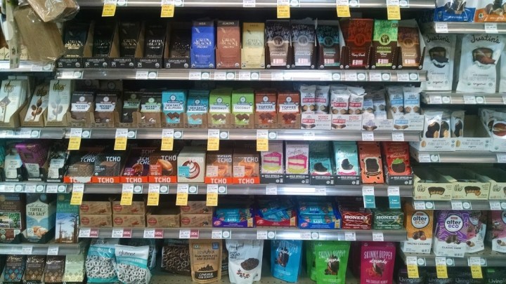 rows of chocolate snacks