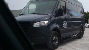 Amazon prime truck making deliveries