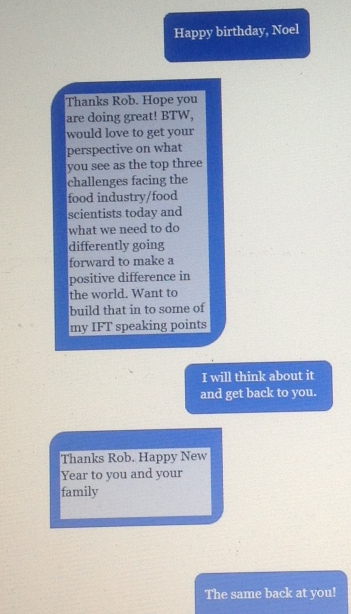 Facebook conversation with President-Elect of IFT