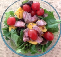 tossed salad with added beef and cheese