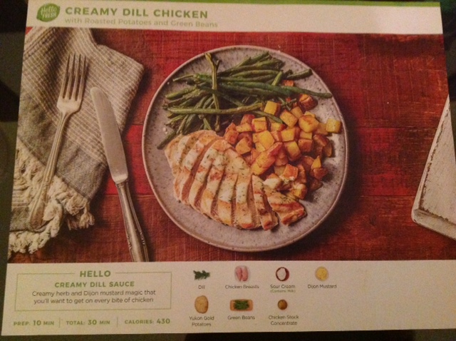 Meal card from Hello Fresh for Creamy Dill Chicken