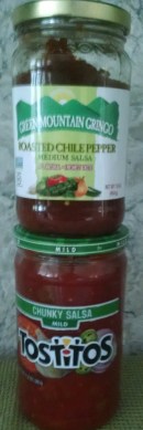 two bottles of salsa