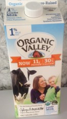 half-gallon carton of 1% fat Organic Valley milk