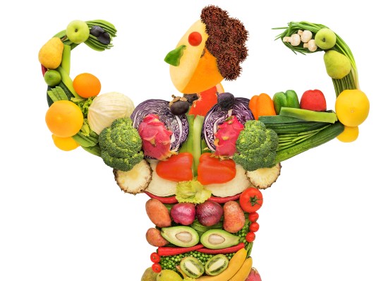 cartoon of a person made up of fruits and vegetables