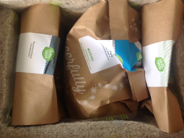 Box of three packaged meals in an insulated container shipped across the country by air