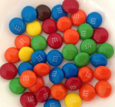 small bowl of milk-chocolate M&Ms