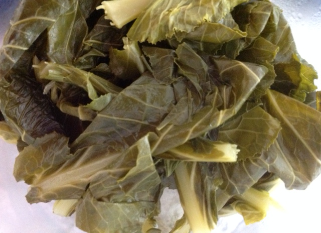 plate of boiled collard greens