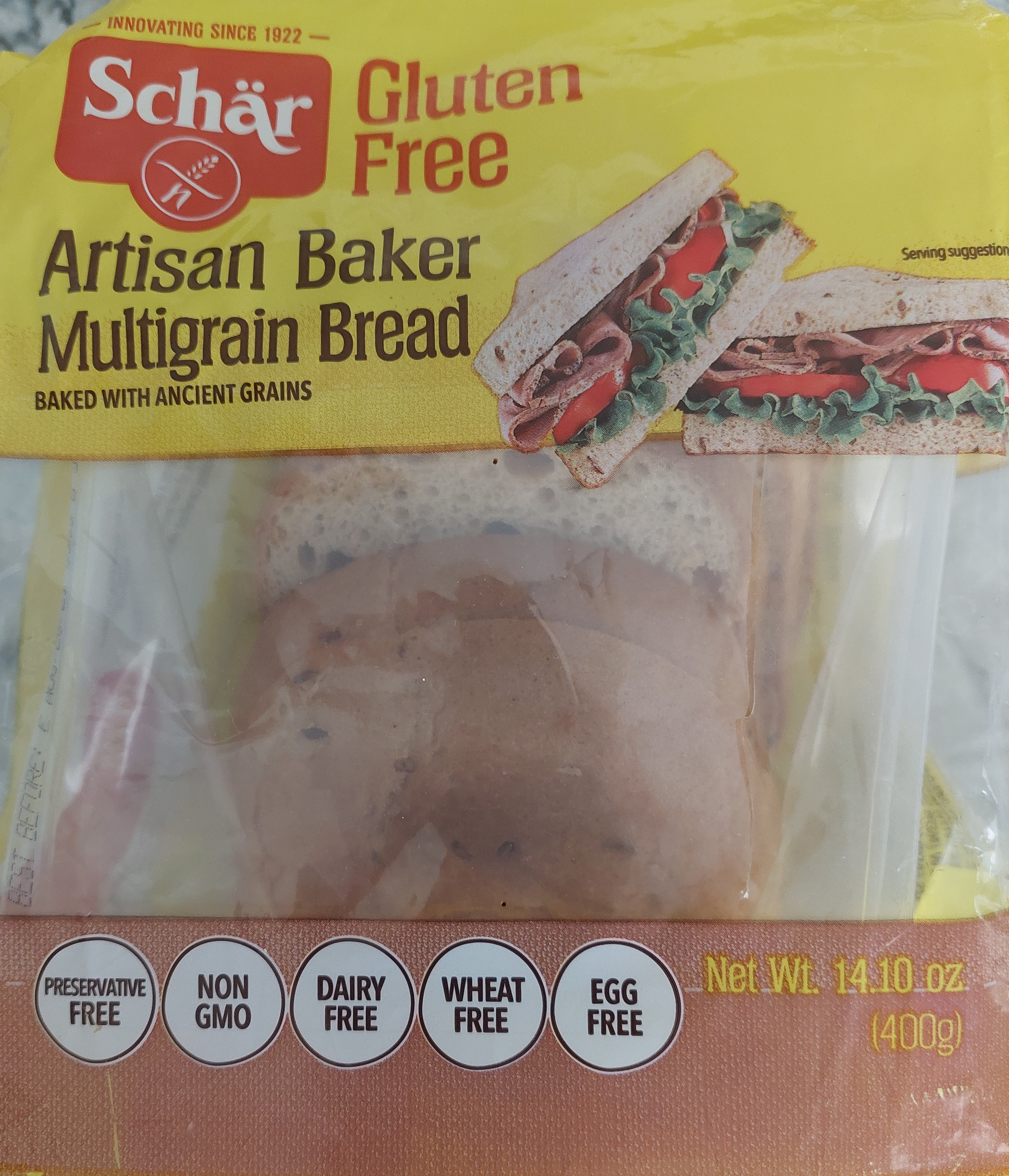 package of gluten free multigrain bread