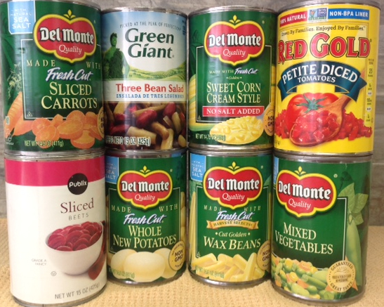 cans of vegetables
