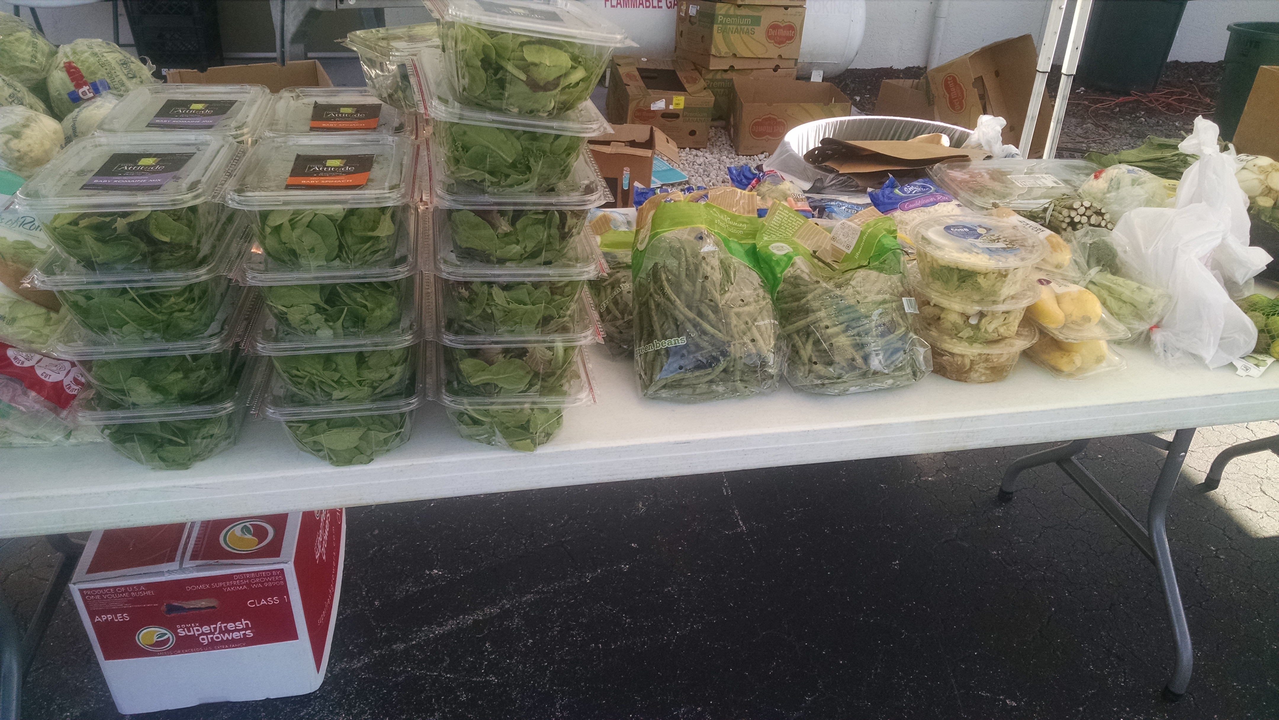 table of greens and other vegetables