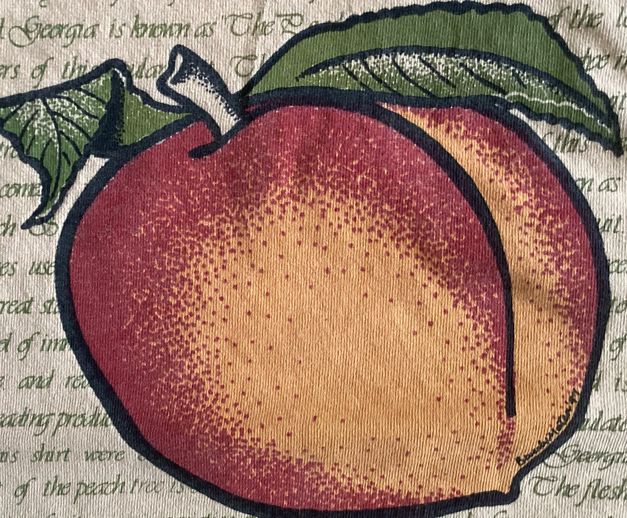 picture of a peach on a tee shirt
