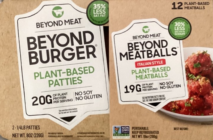 package of Beyond Burger patties and a package of Beyond Meatballs
